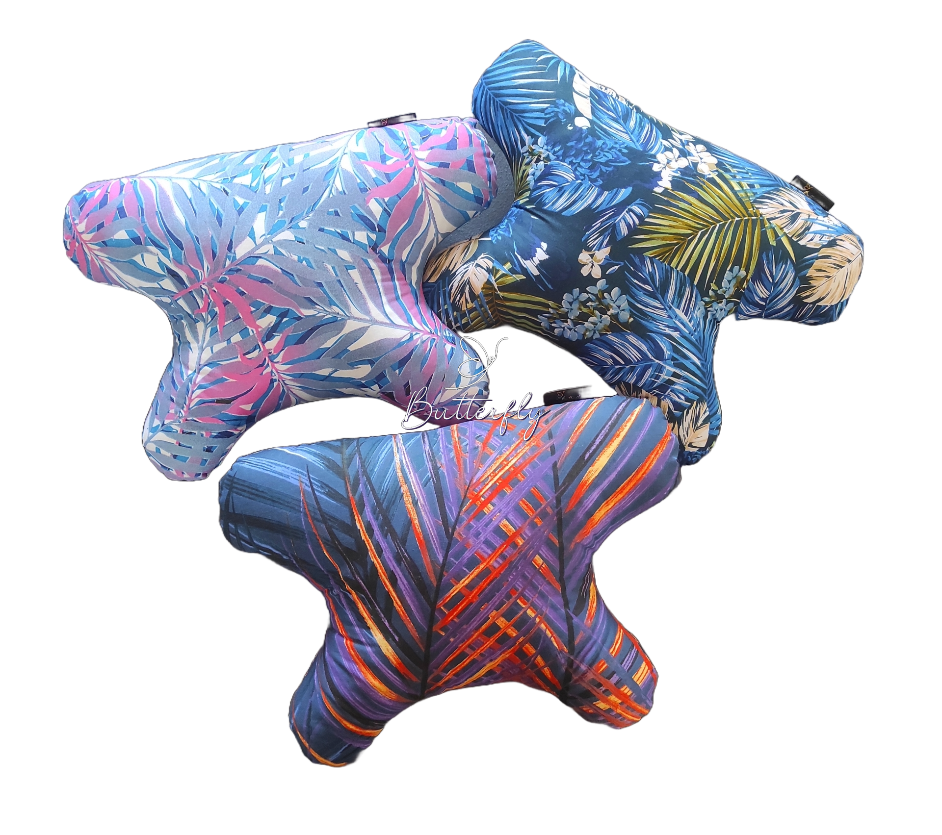 butterflydreams poduszka antyzmarszczkowa fioletowo-pomarańczowa z wypelnieniem z kulki silikonowej