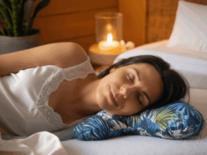 butterflydreams poduszka antyzmarszczkowa niebieska z wypelnieniem z kulki silikonowej