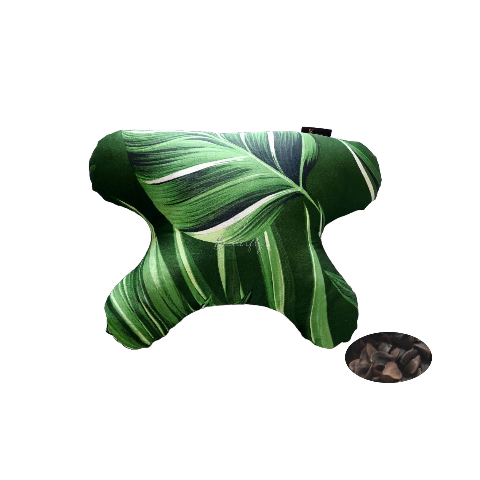 Poduszka przeciwzmarszczkowa antyzmarszczkowa z gryką Butterfly Zielone liście BS